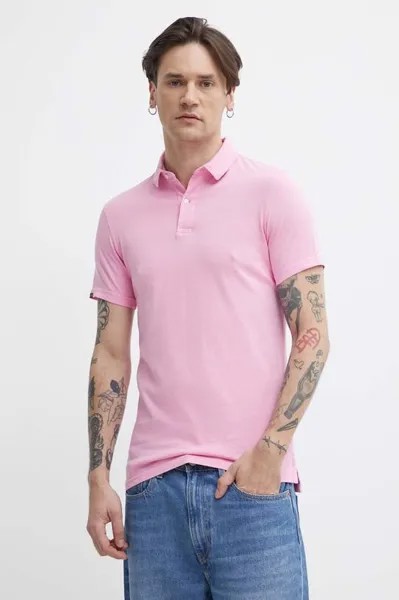 Хлопковое поло Superdry, розовый