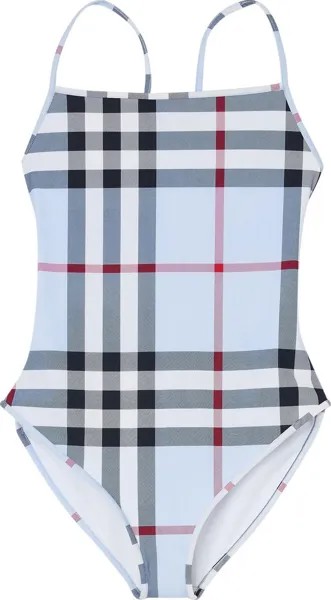 Купальник Burberry Check Stretch Nylon Swimsuit 'Pale Blue', синий