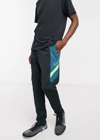 Черные спортивные штаны с неоновыми вставками Nike Football Academy-Черный цвет
