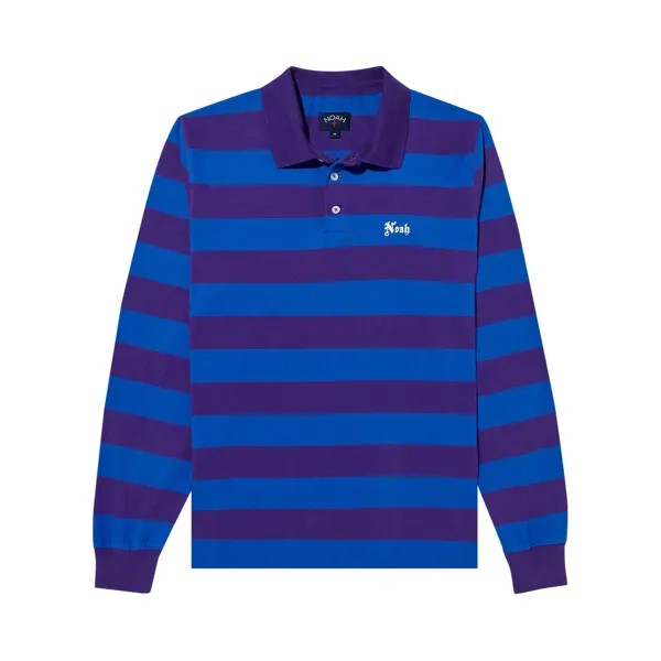 Трикотажная футболка-поло Noah с длинными рукавами, цвет Фиолетовый/Королевский