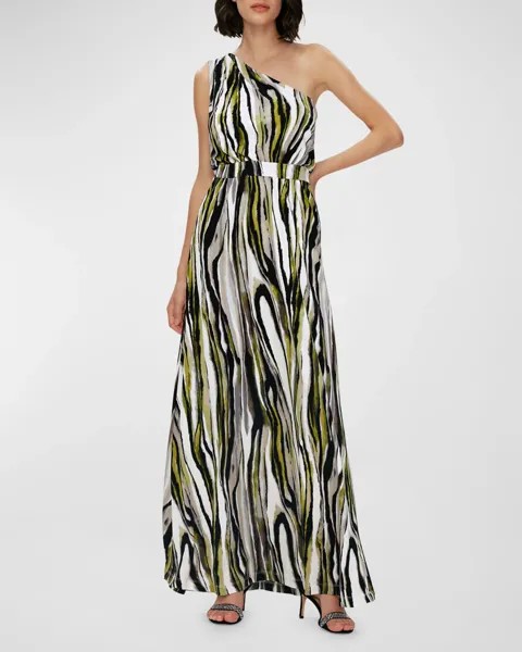 Платье макси Kiera на одно плечо с абстрактным принтом Diane von Furstenberg, цвет Zebra Mist