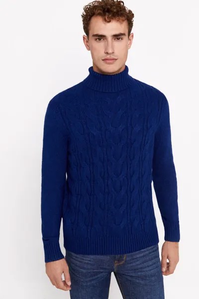 Перекрученный свитер с высоким воротником Cortefiel, темно-синий