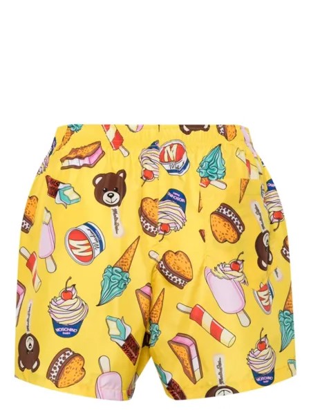 Moschino плавки-шорты с принтом, желтый