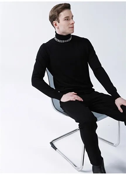 Черный мужской свитер с высоким воротником Bikkembergs
