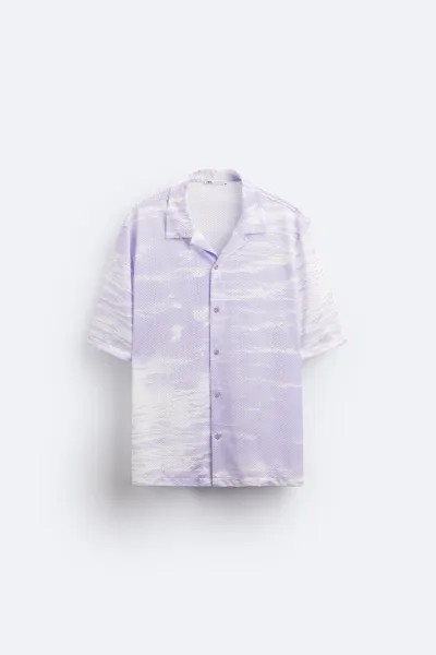 Рубашка с принтом tie dye Zara, лиловый