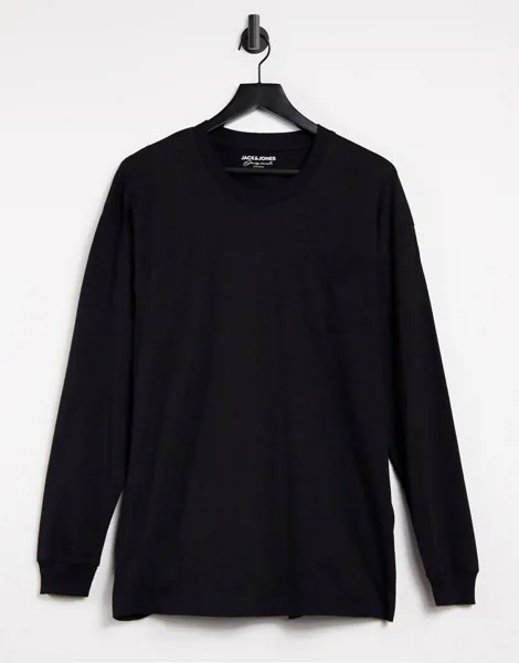 Черный свободный лонгслив Jack & Jones Core-Черный цвет