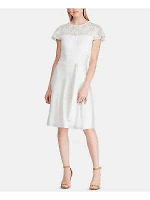 LAUREN RALPH LAUREN Женское белое вечернее платье-футляр до колена с короткими рукавами 8