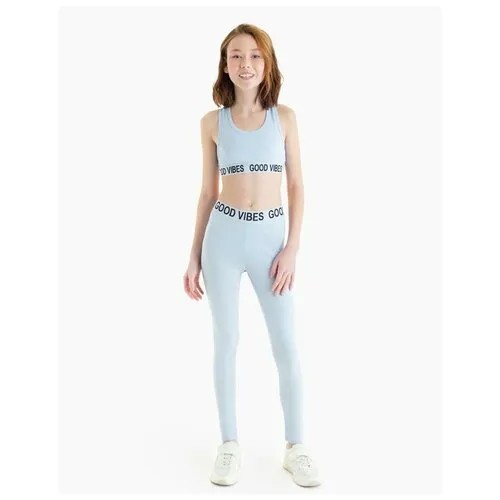Сиреневые леггинсы с принтом Work out для девочки Gloria Jeans