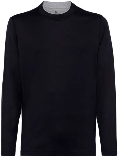 Brunello Cucinelli футболка с контрастной отделкой, синий
