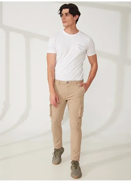 Бежевые мужские брюки Slim Fit с нормальной талией Fred Mello