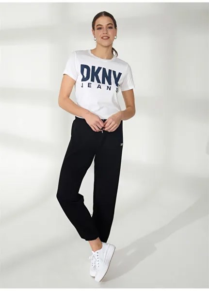 Простая черная женская футболка с круглым вырезом Dkny Jeans