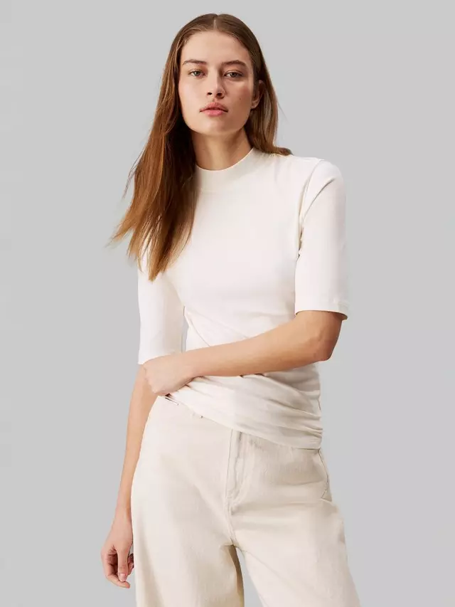 Топ Calvin Klein Jeans Organic Cotton Blend Stretch, цвет egret