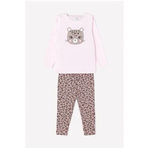 Пижама CROCKID арт. К1537/светло-розовый+сердечки леопард, разм. 86, цвет Светло-розовый, сердечки леопард