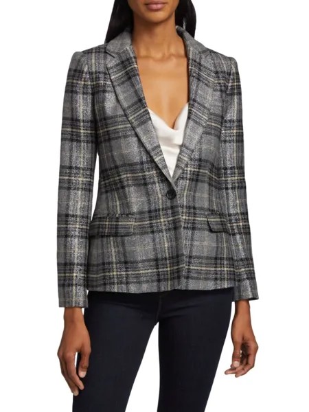 Клетчатый пиджак с узкими лацканами Diana L'Agence, цвет Metallic Multi Plaid