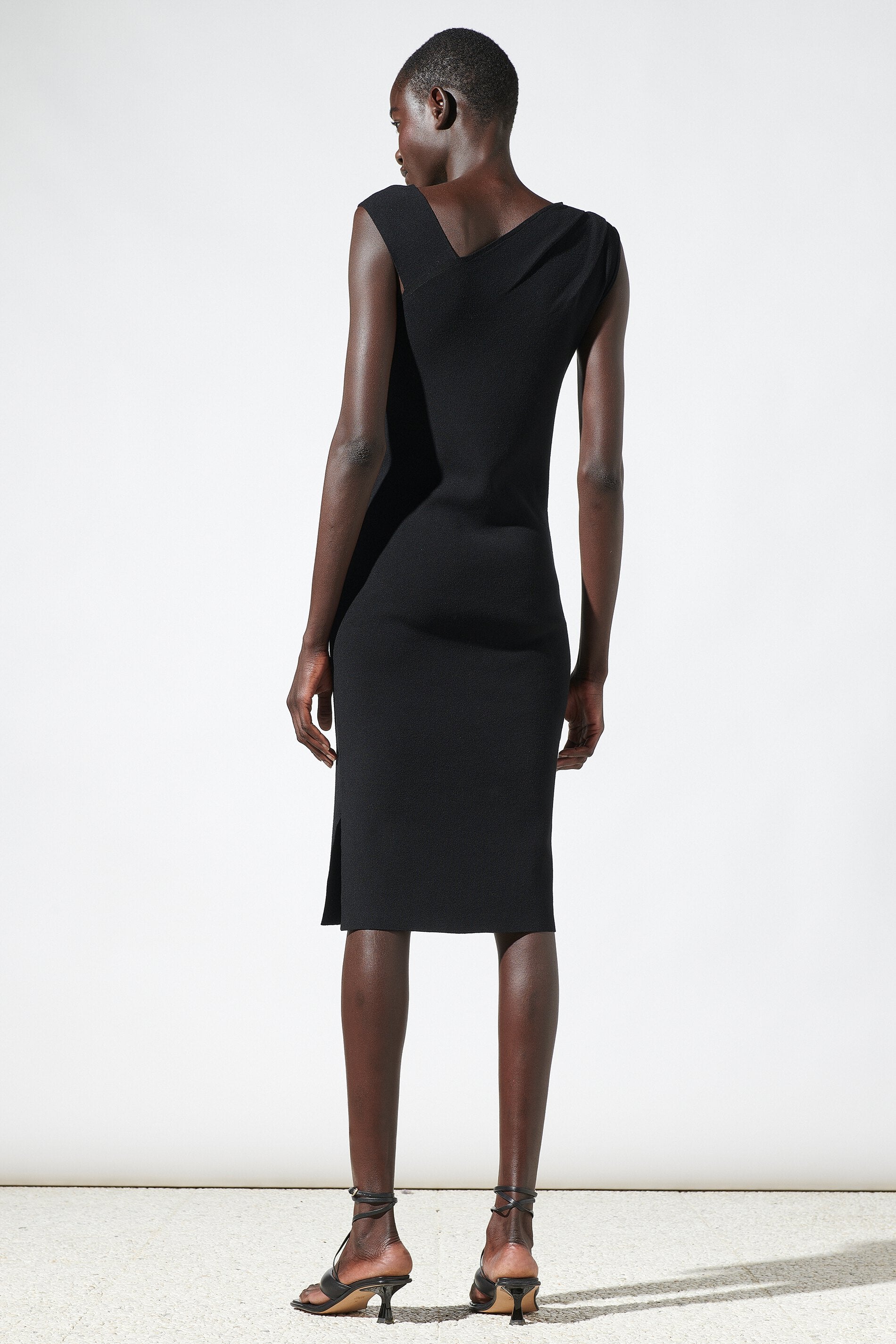 Асимметричное трикотажное платье LUISA CERANO, цвет deep black