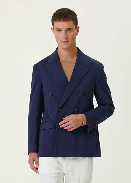 Темно-синий двубортный пиджак Polo Ralph Lauren