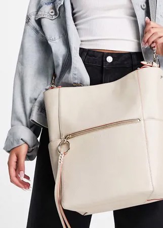 Сумка песочного цвета на плечо с ремнем Rebecca Minkoff-Светло-бежевый цвет