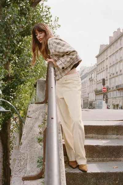 Брюки с детали передней швой ZARA, песочный