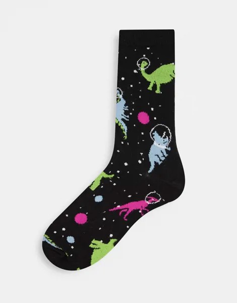Носки до щиколотки с принтом динозавров в космосе ASOS DESIGN-Многоцветный
