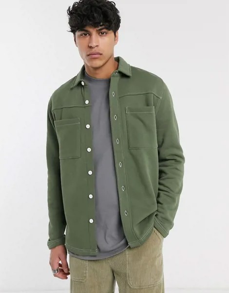 Трикотажная куртка цвета хаки ASOS DESIGN-Зеленый