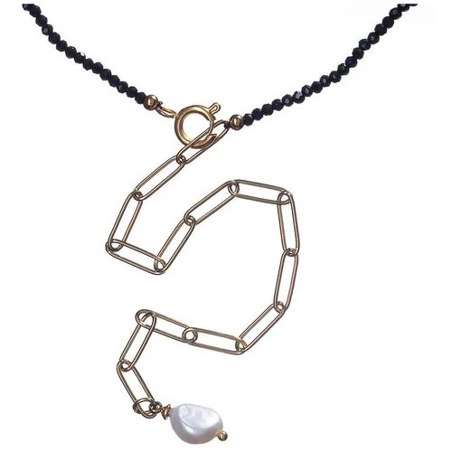 Колье Moon Paris, с жемчугом и ониксом, Mo-22.10-108 черный