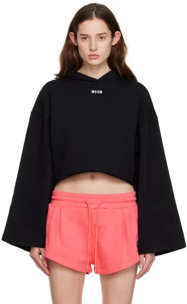 Черный укороченный худи с вышивкой MSGM