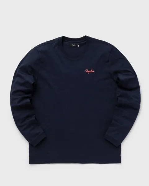 Футболка Rapha Logo Long Sleeve T-Shirt, цвет dark navy/hi-vis pink