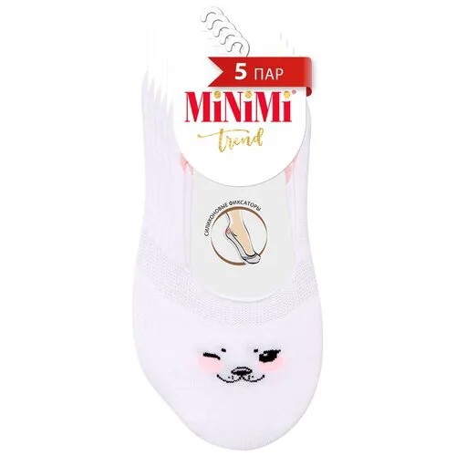 Женские подследники MiNiMi укороченные, 5 пар, размер 39-41, белый