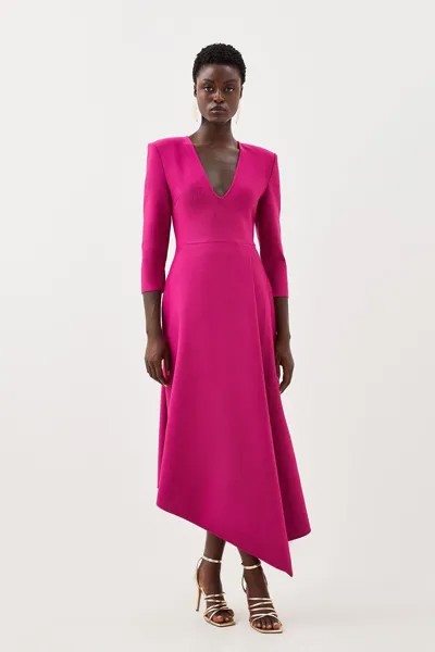 Вязаное асимметричное платье мидакси с поясом и повязкой на фигуру Karen Millen, розовый
