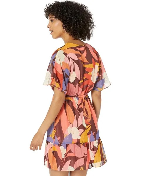 Платье Donna Morgan Floral Mini Dress, цвет Deep Wine/Mineral Yellow