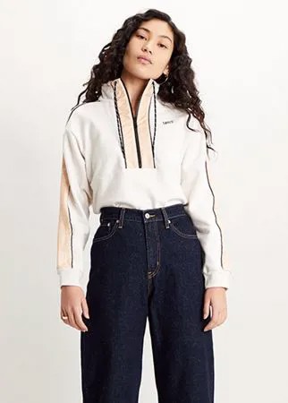 Nylon Pieced Quarter Zip Sweatshirt