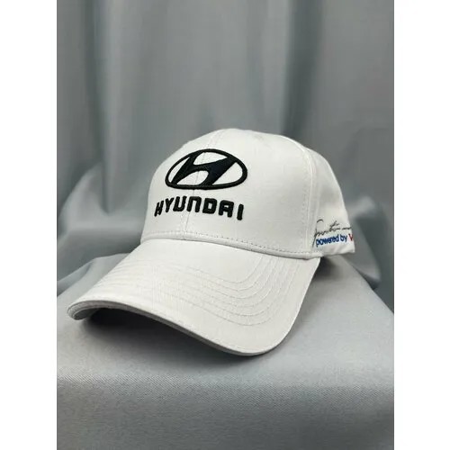 Бейсболка HYUNDAI Бейсболка Хендай кепка мужская женская, размер 55-58, white