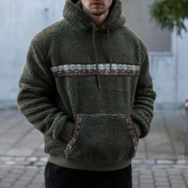 Мужской флисовый свитер с капюшоном