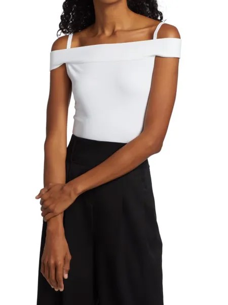 Боди  Alaïa с открытыми плечами, blanc optique
