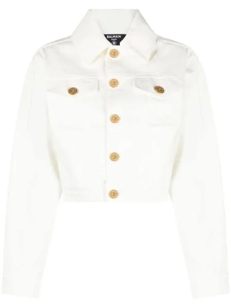 Balmain укороченная джинсовая куртка, белый