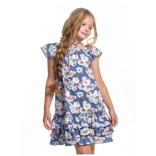 Платье Mini Maxi, хлопок, флористический принт, размер 128, мультиколор