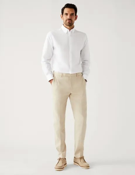 Рубашка обычного кроя из льняной ткани Marks & Spencer, белый