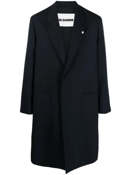 Шерстяное однобортное пальто Jil Sander, синий