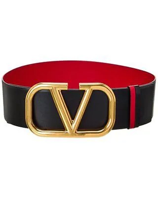 Женский двусторонний кожаный ремень Valentino Vlogo, красный 75, ширина 70 мм