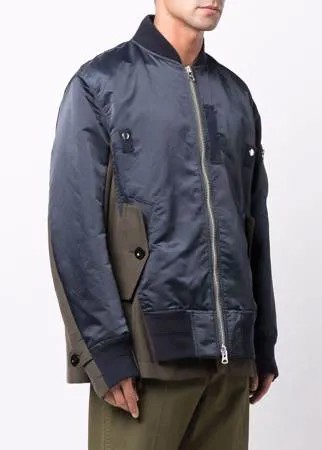 Sacai куртка-бомбер в стиле колор-блок