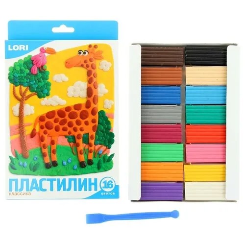 Пластилин LORI Классика 16 цветов с европодвесом (Пл-004)