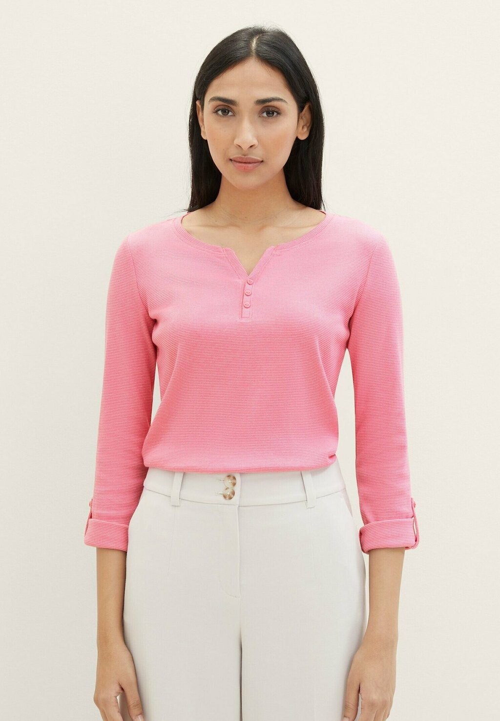 Рубашка с длинным рукавом TOM TAILOR, цвет pink offwhite stripe ck