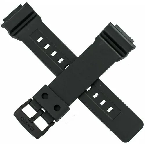Ремешок CASIO, матовая фактура, застежка пряжка, водонепроницаемый, для мужчин, диаметр шпильки 1.78 мм., размер 18мм, черный