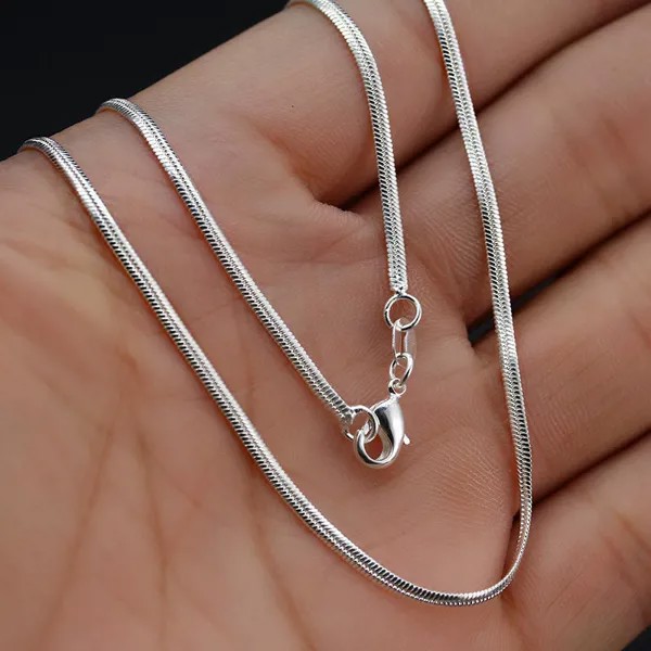 Мода Серебристый цвет Плоская змея Цепочка 2 мм Ширина Ожерелье Ювелирные изделия Gifs