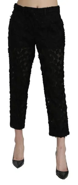 Брюки DOLCE - GABBANA Черные кружевные прямые укороченные брюки с завышенной талией IT46/US12/XL $2000