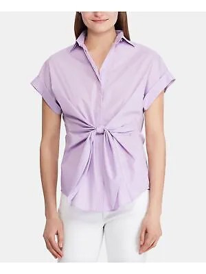 LAUREN RALPH LAUREN Женская фиолетовая блузка с воротником и галстуком M
