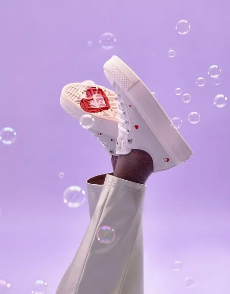 Бело-сиреневые кроссовки Converse Chuck Taylor All Star с вышивкой в ​​виде сердца — LILAC