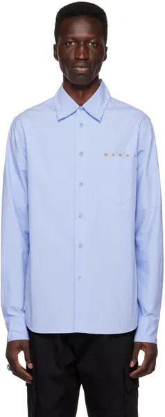 Синяя рубашка с накладными карманами Marni