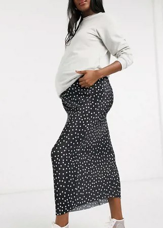 Монохромная плиссированная юбка миди в горошек ASOS DESIGN Maternity-Многоцветный