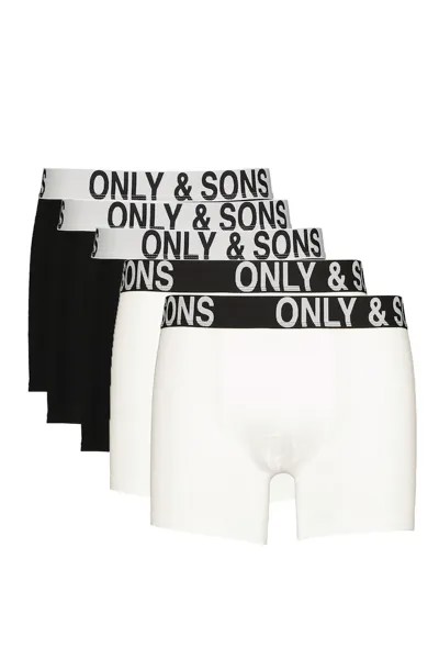 Боксеры, 5 пар Only & Sons, черный